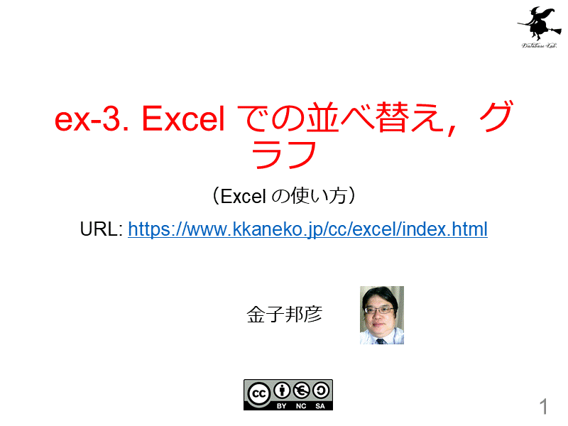 ex-3. Excel での並べ替え，グラフ