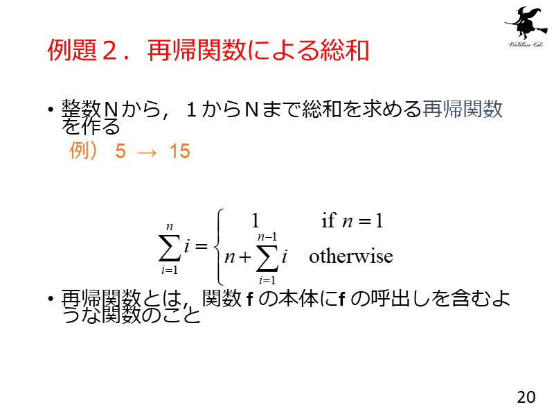例題２．再帰関数による総和