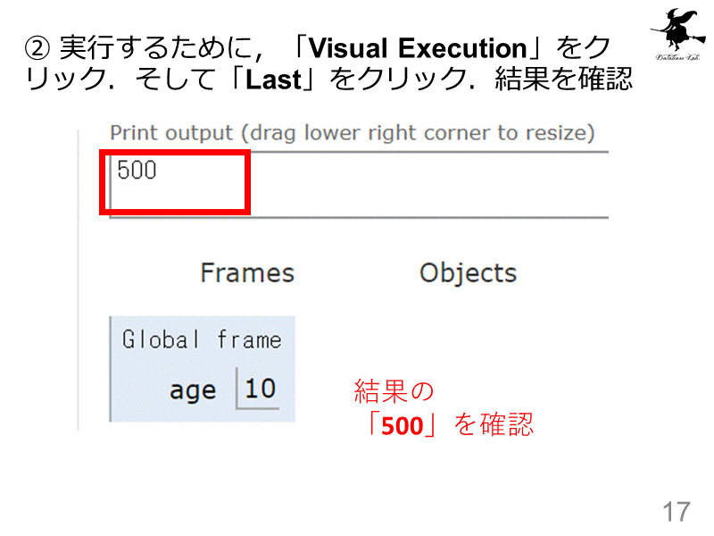 ② 実行するために，「Visual Execution」をクリック．そして「La...