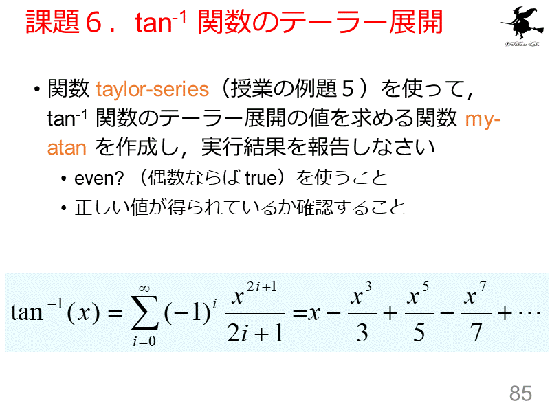 課題６．tan-1 関数のテーラー展開