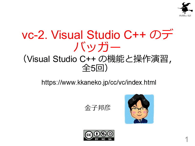 vc-2. Visual Studio C++ のデバッガー（Visual Studio C++ の機能と操作演習，全5回）