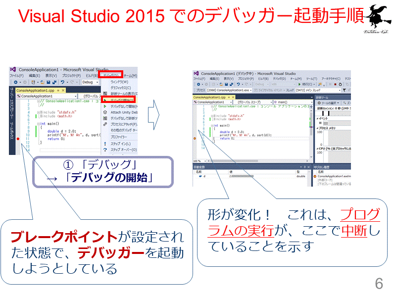 Visual Studio 2015 でのデバッガー起動手順