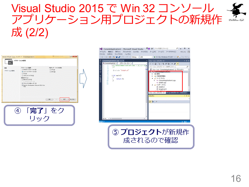 Visual Studio 2015 で Win 32 コンソールアプリケーション用プロジェクトの新規作成 (2/2)