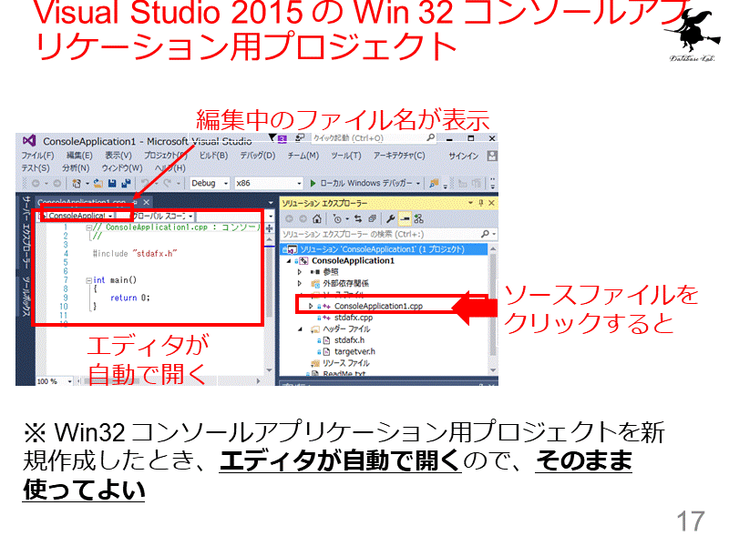 Visual Studio 2015 の Win 32 コンソールアプリケーション用プロジェクト