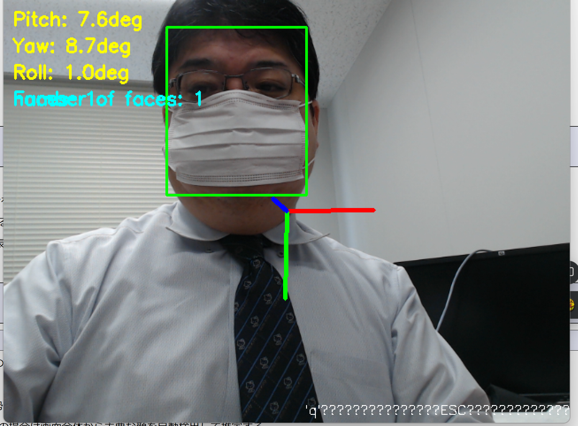 6DRepNetによる頭部姿勢推定結果