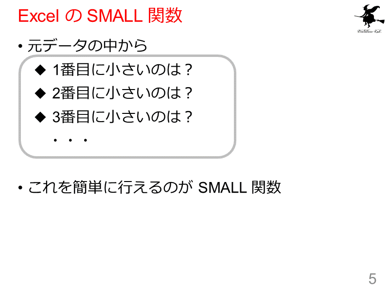 Excel の SMALL 関数