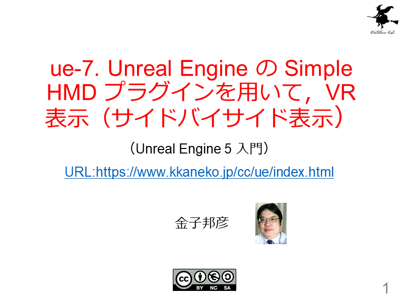 ue-7. Unreal Engine の Simple HMD プラグインを用いて，VR 表示（サイドバイサイド表示）