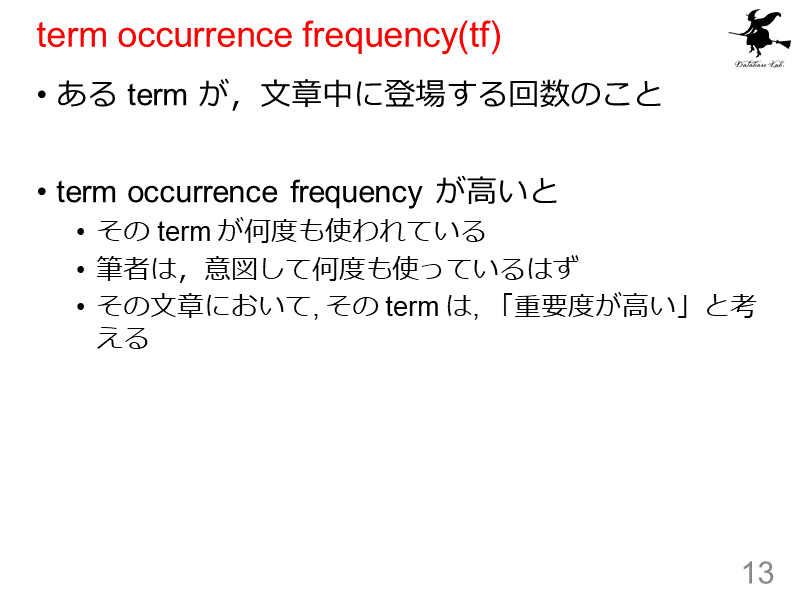 term occurrence frequency(tf)