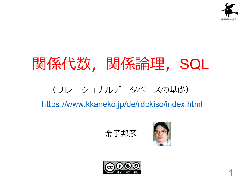 関係代数，関係論理，SQL