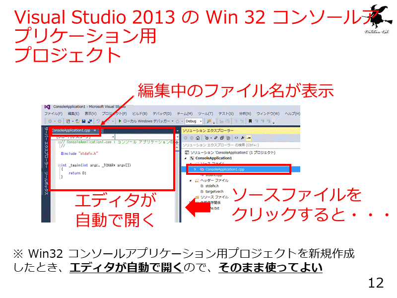 Visual Studio 2013 の Win 32 コンソールアプリケーション用プロジェクト