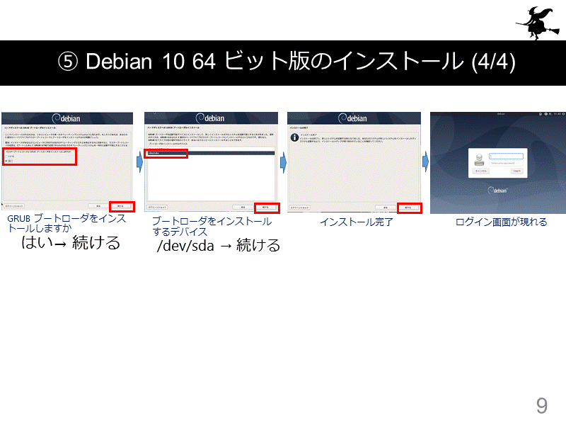 ⑤ Debian 10 64 ビット版のインストール (4/4)
